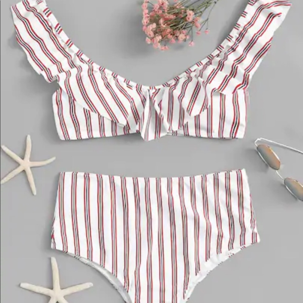 High waisted stripe bikini